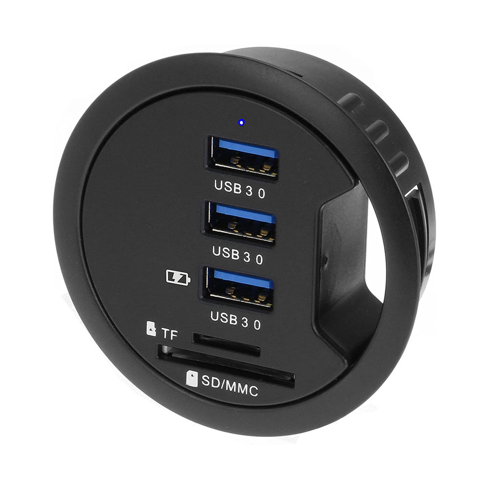 Desk Setup Hub - อะแดปเตอร์ฮับ3.0 USB 3/4พอร์ตสำหรับชาร์จ USB ฮับ3.0พร้อมสเตอริโอภายนอกอะแดปเตอร์เครื่องเสียงคอมโบการ์ดรีดเดอร์ SD