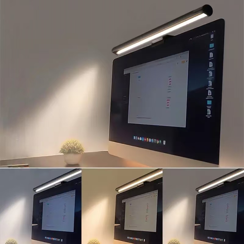 Yellow Desk Setup - โคมไฟตั้งโต๊ะแบบแขวนจอภาพ LED ที่เป็นมิตรต่อดวงตา – การหรี่แสงแบบไม่มีขั้นตอน ดีไซน์ไม่มีแสงสะท้อนสำหรับการทำงานในสำนักงานและการตั้งค่าการเล่นเกม