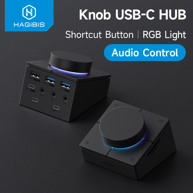 Desk Setup Hub - Hagibis ลูกบิด USB C Hub พร้อมปุ่มลัด