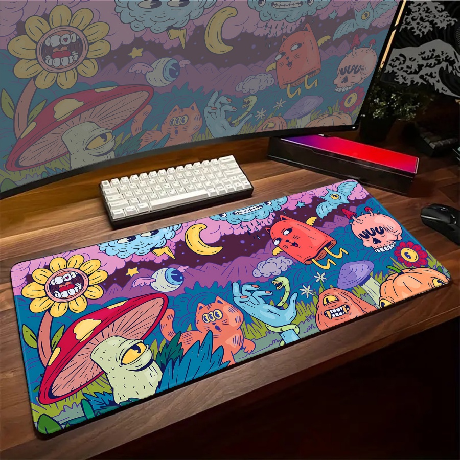 Desk Setup With Plants - แผ่นรองเมาส์ ลายสัตว์ ลายพืช อุปกรณ์เสริมสำหรับตั้งค่าคอมพิวเตอร์ แผ่นรองเมาส์ แผ่นรองโต๊ะทำงาน