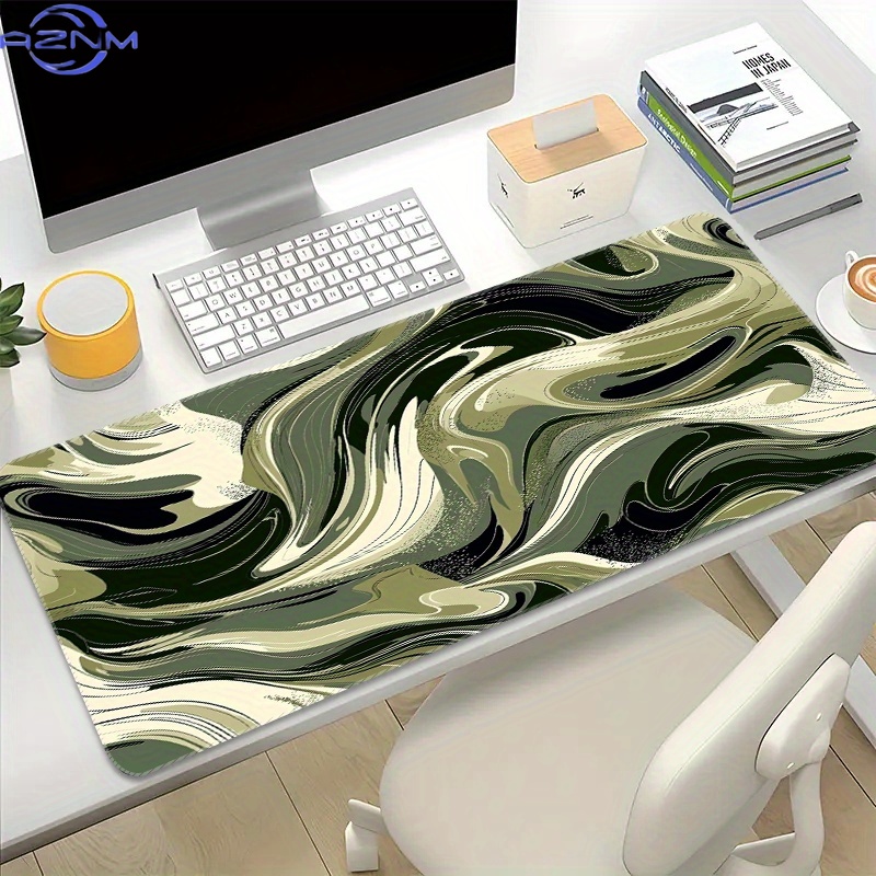 Desk Setup Black And White - แผ่นรองเมาส์เกมมิ่งขนาดใหญ่พิเศษ 1 ชิ้น - ฐานยางกันลื่น, แผ่นรองโต๊ะขนาดใหญ่สำหรับคอมพิวเตอร์,