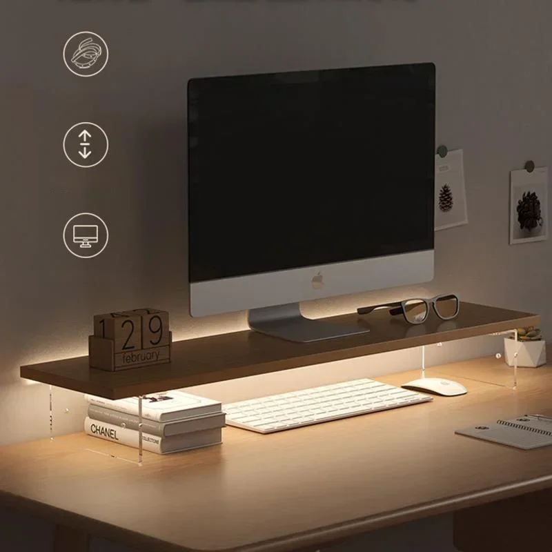 Desk Setup Productivity - จอคอมพิวเตอร์โต๊ะต่ําสํานักงานเดสก์ท็อปหน้าจอความสูงชั้นวางอะคริลิระงับระบบจัดเก็บข้อมูลคอมพิวเตอร์สํานักงาน