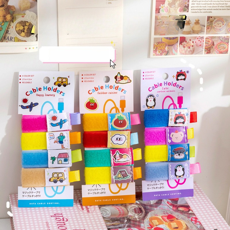 Cable Velcro Strap - สายรัดสายเคเบิลโพลีเอไมด์แบบใช้ซ้ำได้ 3 ชิ้น พร้อมแถบเวลโคร สำหรับนักเรียน ใช้กับสายชาร์จโทรศัพท์มือถือ