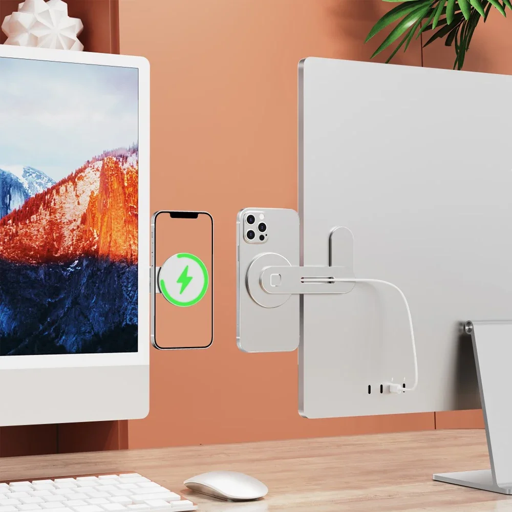 Desk Setup Macbook - แท่นวางโน้ตบุ๊กแม่เหล็กสำหรับ Magsafe ที่ยึดโทรศัพท์มือถือสำหรับ iPhone และ Macbook