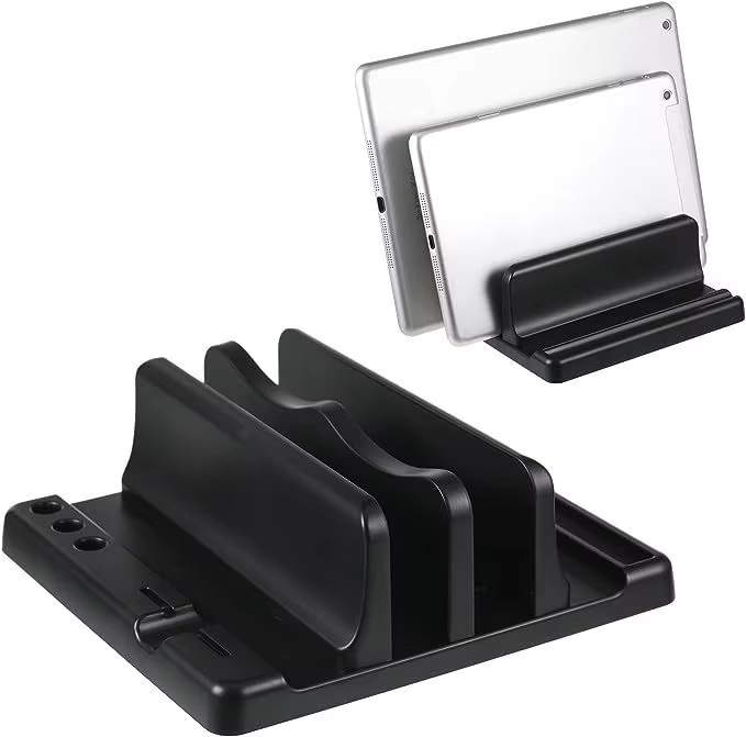 Desk Setup Organization - ขาตั้งแล็ปท็อปแบบตั้งโต๊ะ ABS ประหยัดพื้นที่บนโต๊ะทำงาน ง่ายต่อการวางอุปกรณ์คอมพิวเตอร์ ปรับความกว้างได้ ที่เก็บของบนโต๊ะทำงาน