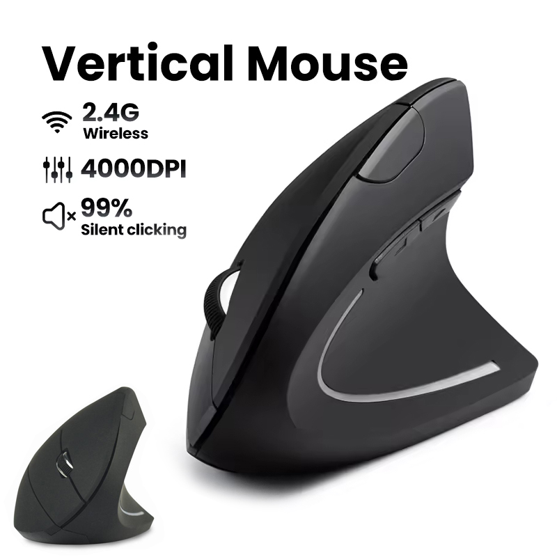 Desk Setup Pegboard - เมาส์ไร้สายตามหลักสรีรศาสตร์ 1600 DPI RGB ปุ่มเงียบเรืองแสง ลดความเมื่อยล้าของข้อมือในการทำงาน