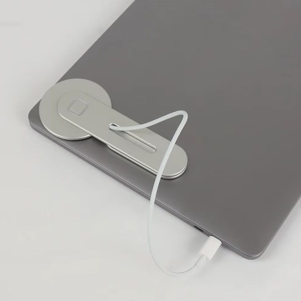 Desk Setup Macbook - แท่นวางโน้ตบุ๊กแม่เหล็กสำหรับ Magsafe พร้อมที่ยึดโทรศัพท์แบบไร้สายสำหรับ iPhone และ Macbook