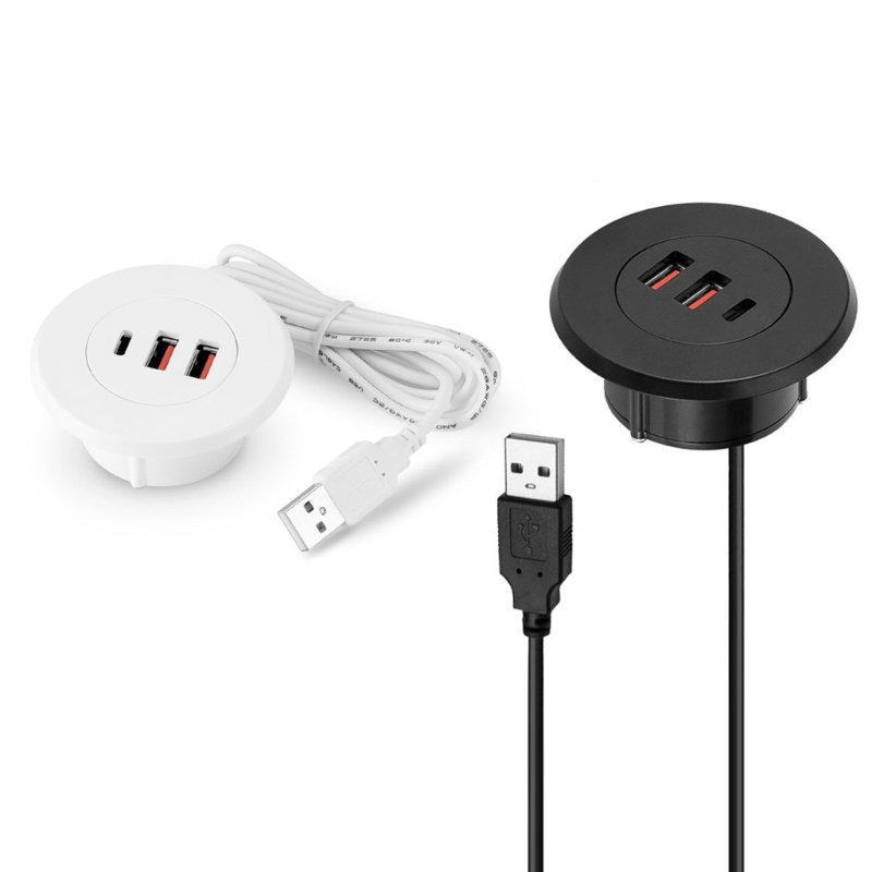 Desk Setup Hub - ตัวแยกการชาร์จ USB Type C แบบฝังสําหรับโต๊ะทํางานรูกลม 3