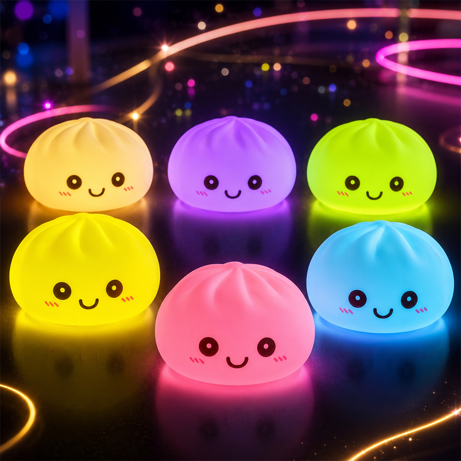 Desk Setup Lighting - ไฟกลางคืนรูปเกี๊ยวใหม่ ของตกแต่งโต๊ะทำงาน ไฟเกี๊ยวเรืองแสง กล่องนึ่งเกี๊ยวเรืองแสงน่ารัก ไฟเกี๊ยวคาวาอี้ ของขวัญ
