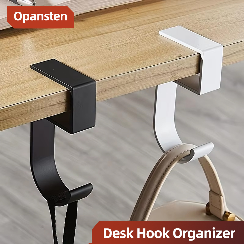 Desk Setup Black And White - อลูมิเนียมโต๊ะ Hook Organizer Anti-SLIP Design เพรียวบางสีดําสีขาวสําหรับสํานักงานโต๊ะนักเรียนองค์กรกระเป๋าเก็บยูทิลิตี้ตะขอ