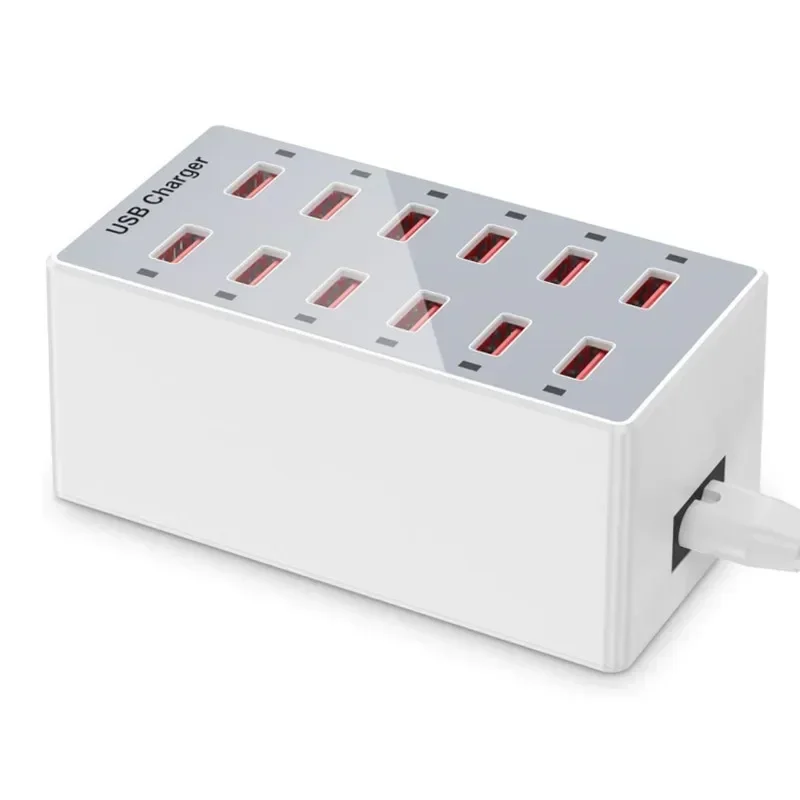 Desk Setup Hub - ที่ชาร์จไฟติดผนัง USB 12พอร์ตแท่นชาร์จยูเอสบี60W สำหรับอุปกรณ์หลายอุปกรณ์ชาร์จไฟด้วย USB ที่ชาร์จไฟตั้งโต๊ะ
