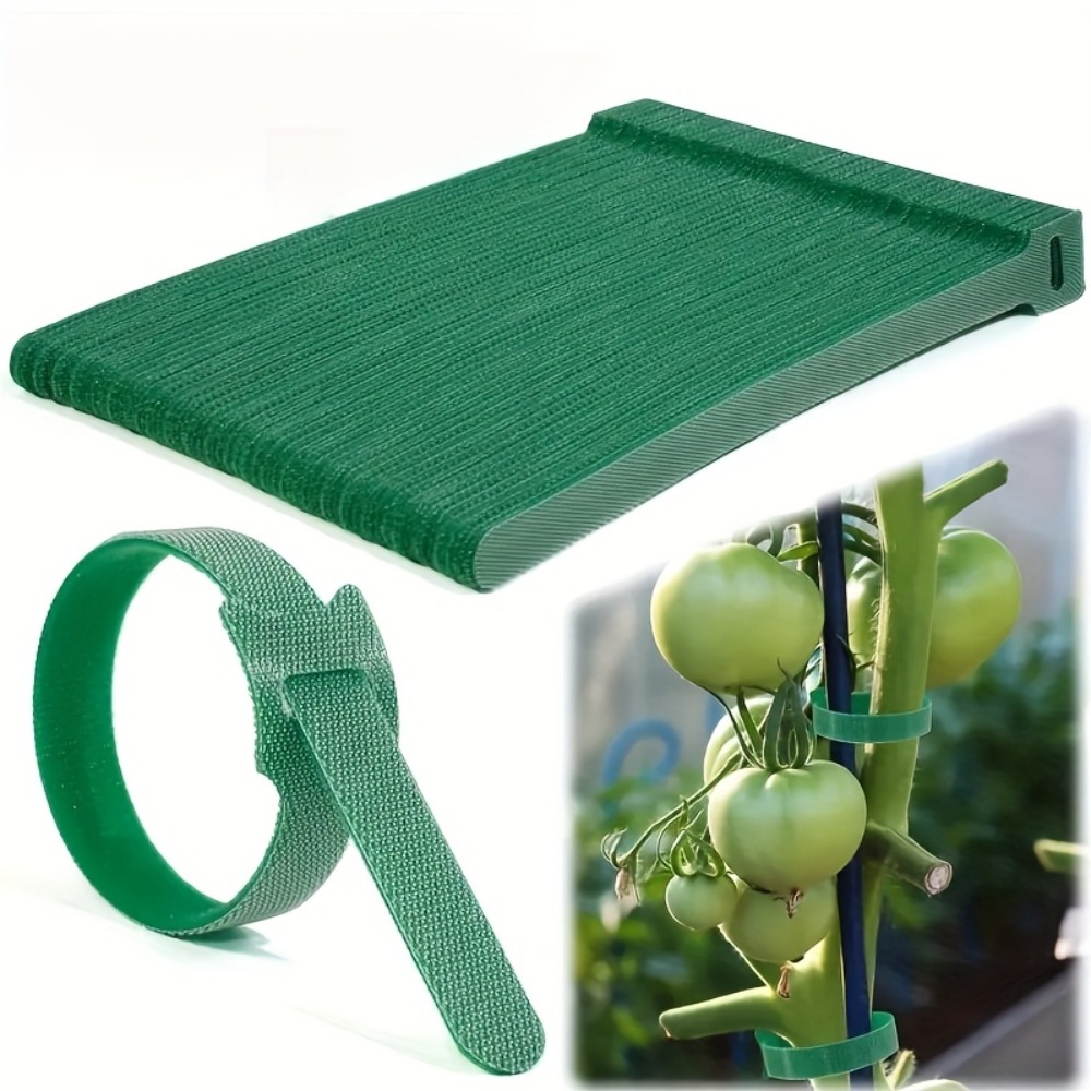 Cable Velcro Strap - สายรัดเคเบิลแบบเวลโคร 100 ชิ้น, สายรัดสายไฟและสายดาต้า, สายรัดจัดระเบียบ, สายรัดต้นไม้ไนลอนสีเขียว