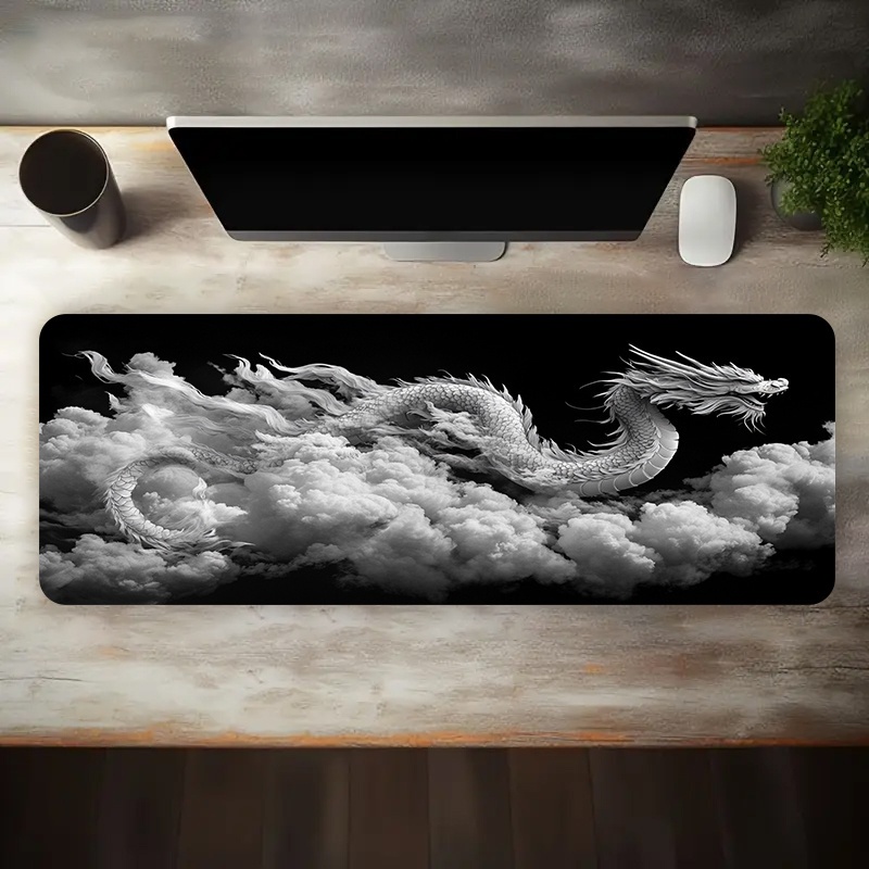 แผ่นรองเมาส์เกมมิ่งลายมังกรขาว - Desk Setup Black And White บทวิจารณ์และราคา