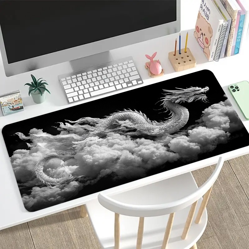 แผ่นรองเมาส์เกมมิ่งลายมังกรขาว - Desk Setup Black And White บทวิจารณ์และราคา