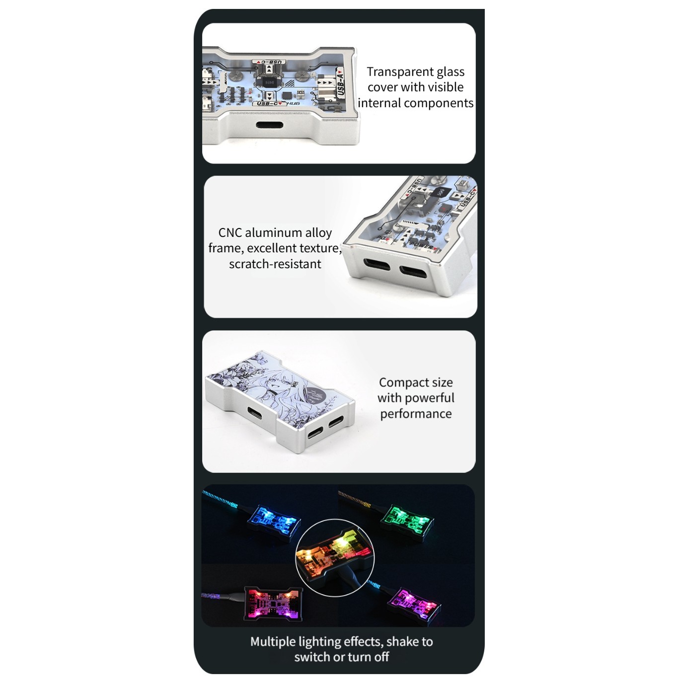 RGB USB Hub 2 อินพุต 3 เอาต์พุ - Desk Setup Hub บทวิจารณ์และราคา