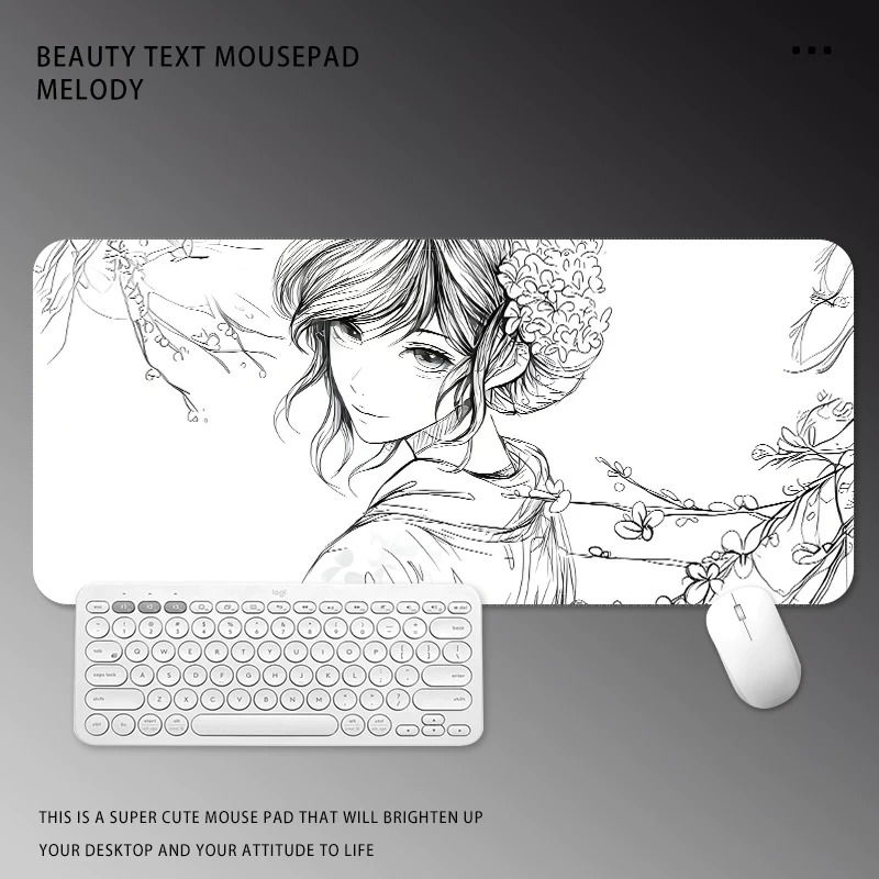แผ่นรองเมาส์ลายการ์ตูนสาวขาวดำ - Desk Setup Black And White บทวิจารณ์และราคา