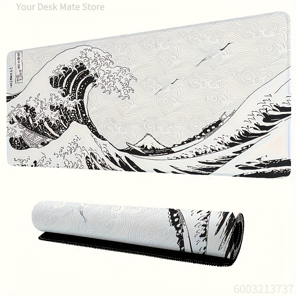 แผ่นรองโต๊ะลายคลื่นสีดำขาว ขนา - Desk Setup Black And White บทวิจารณ์และราคา