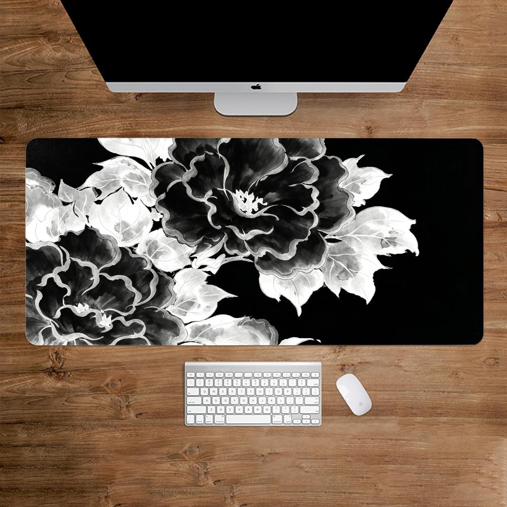 แผ่นรองเมาส์ลายดอกโบตั๋นสีดำแล - Desk Setup Black And White บทวิจารณ์และราคา