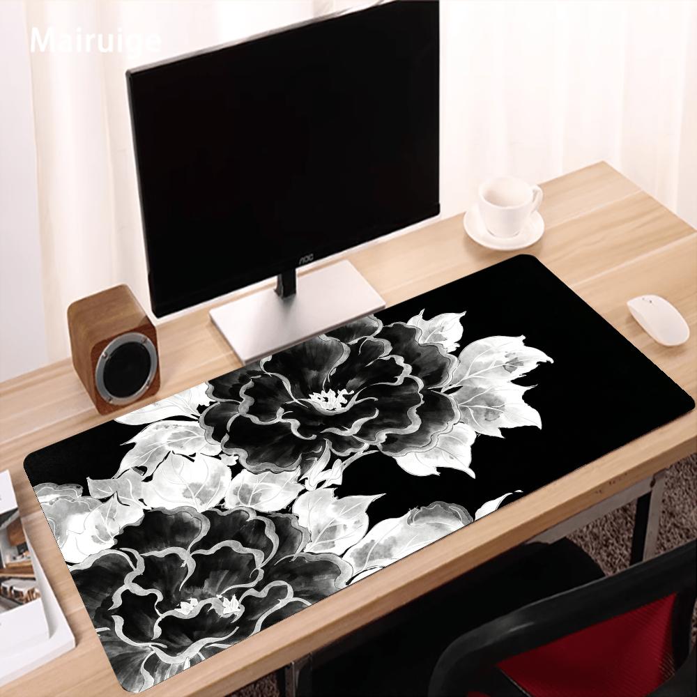 แผ่นรองเมาส์ลายดอกโบตั๋นสีดำแล - Desk Setup Black And White บทวิจารณ์และราคา