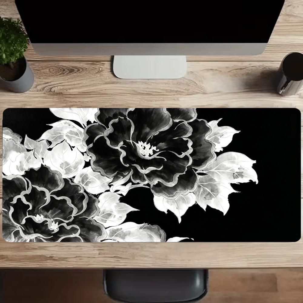 แผ่นรองเมาส์ลายดอกโบตั๋นสีดำแล - Desk Setup Black And White บทวิจารณ์และราคา