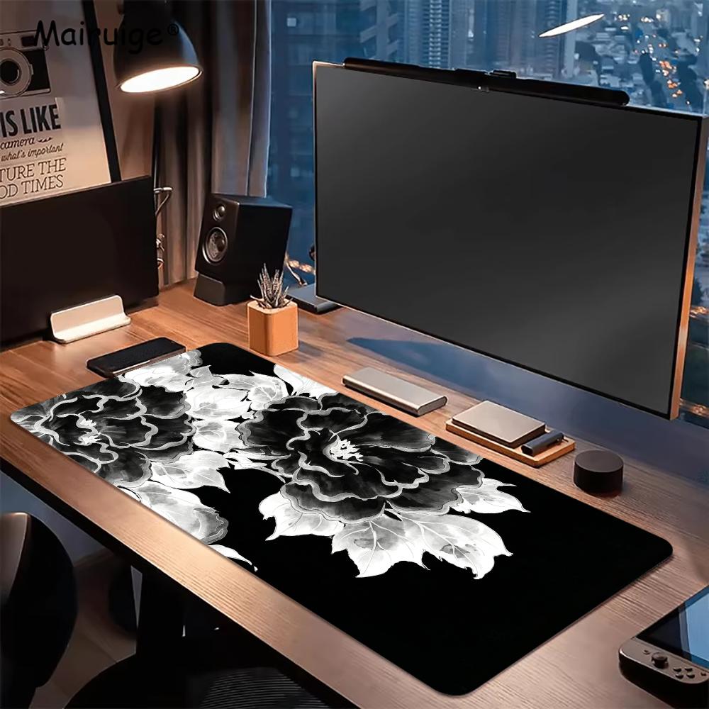 แผ่นรองเมาส์ลายดอกโบตั๋นสีดำแล - Desk Setup Black And White บทวิจารณ์และราคา