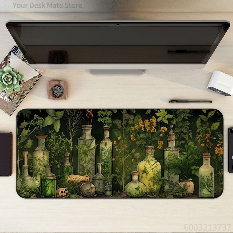 แผ่นรองเมาส์ลายพืชสมุนไพรแม่มด - Desk Setup With Plants บทวิจารณ์และราคา