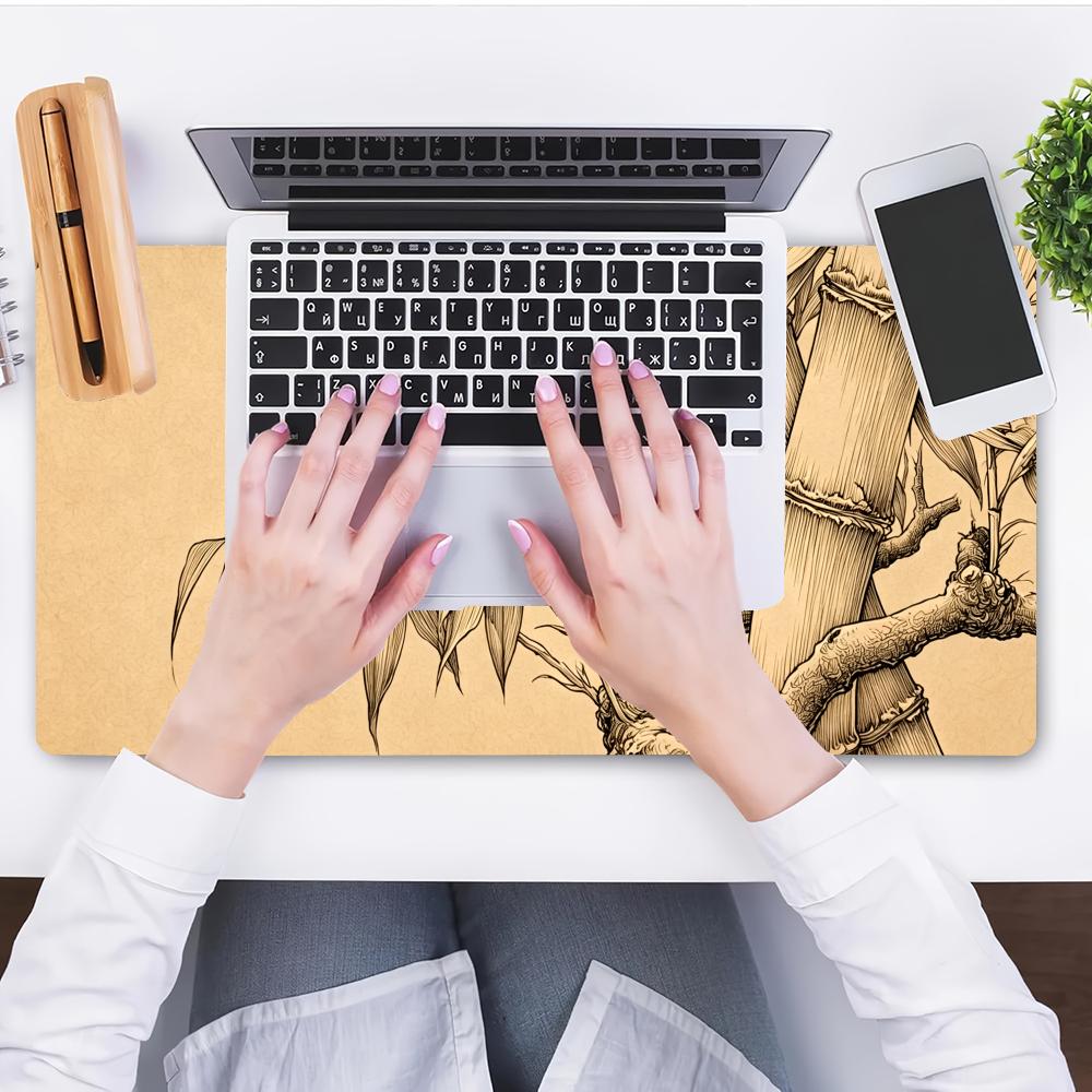 แผ่นรองเมาส์ลายเส้นไม้ไผ่ HYBX - Desk Setup Beige บทวิจารณ์และราคา