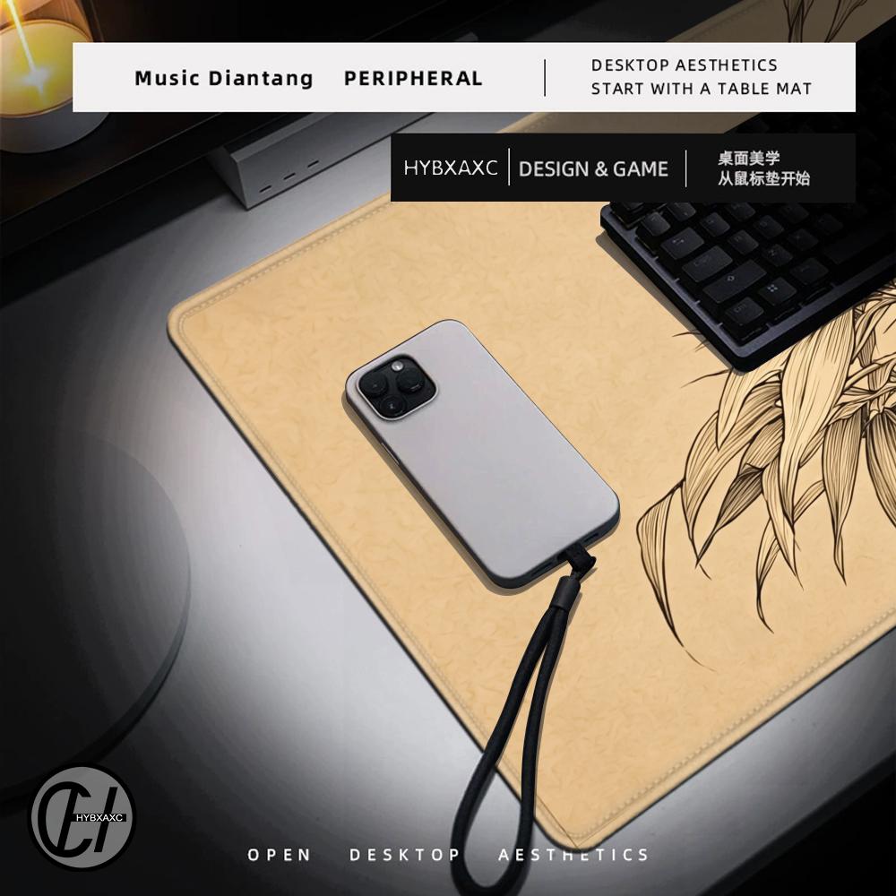 แผ่นรองเมาส์ลายเส้นไม้ไผ่ HYBX - Desk Setup Beige บทวิจารณ์และราคา