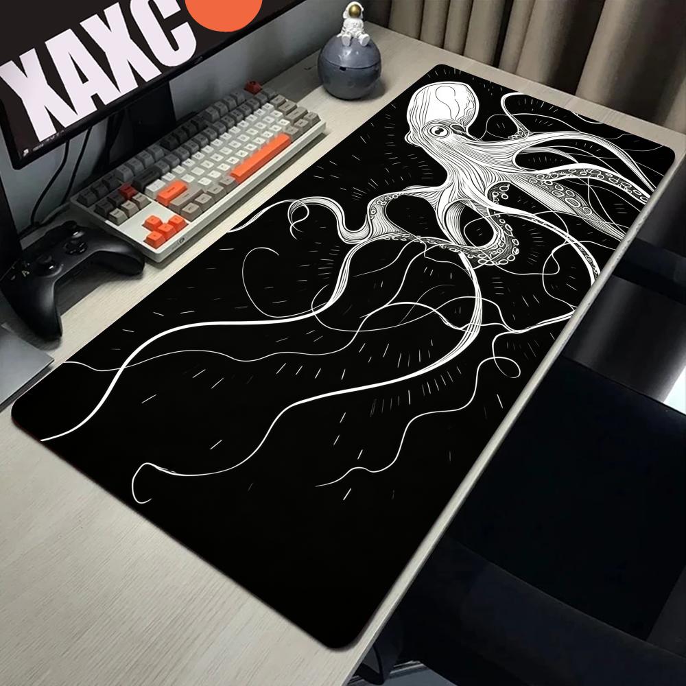 แผ่นรองเมาส์ HYBXAXC ลายปลาหมึ - Desk Setup Black And White บทวิจารณ์และราคา