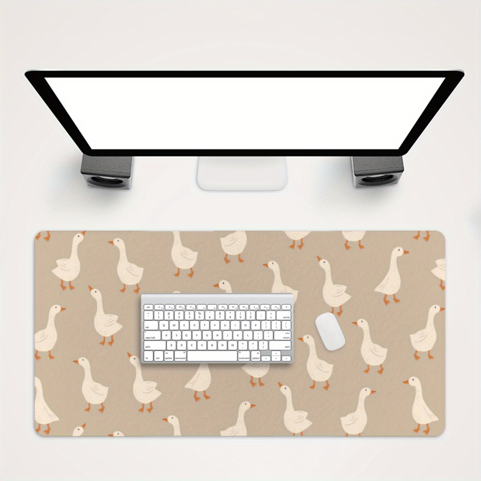แผ่นรองเมาส์ลายฝูงห่าน ฐานยางก - Desk Setup Beige บทวิจารณ์และราคา