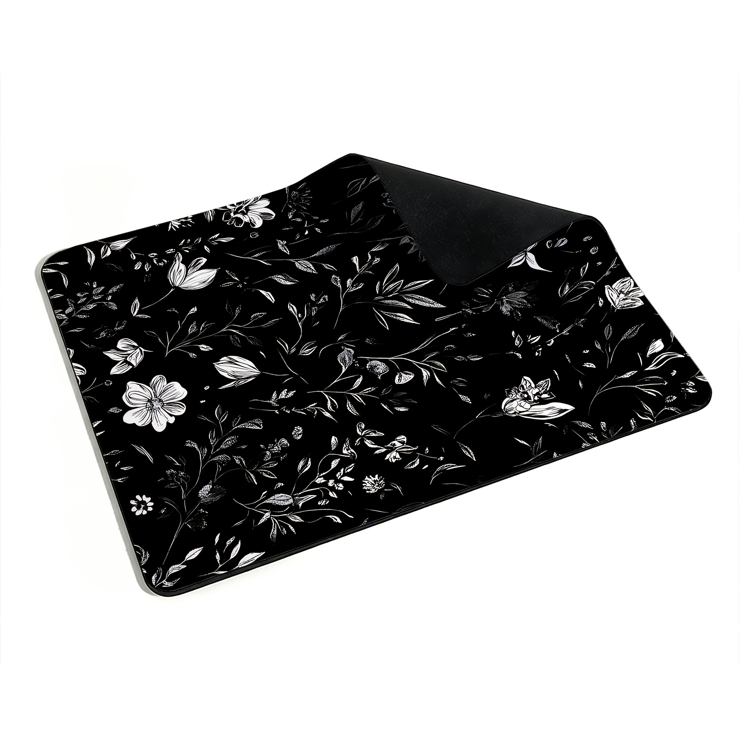 แผ่นรองเมาส์ลายดอกไม้สีขาวดำขน - Desk Setup Black And White บทวิจารณ์และราคา