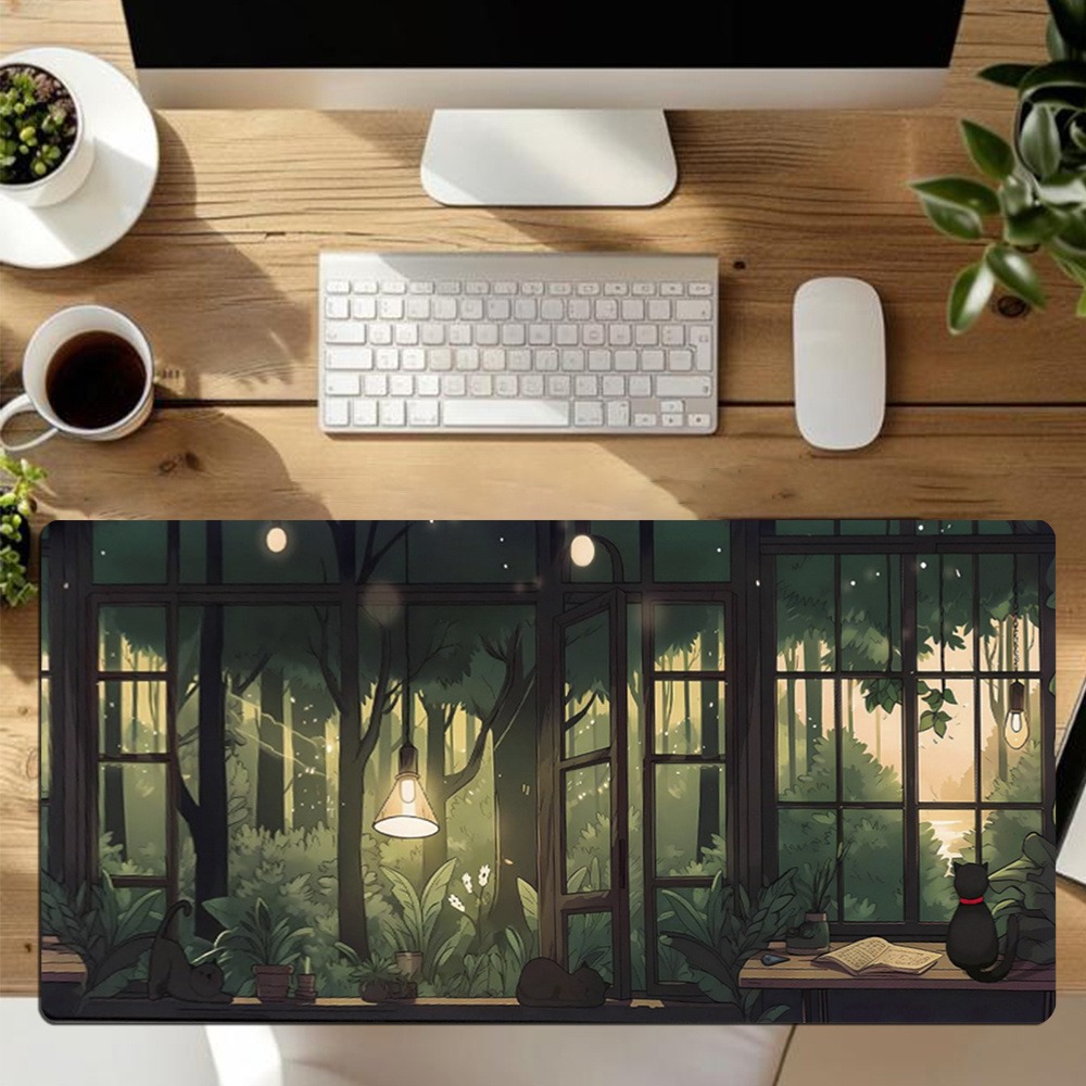 แผ่นรองเมาส์ลายต้นไม้สีเขียว - - Desk Setup With Plants บทวิจารณ์และราคา