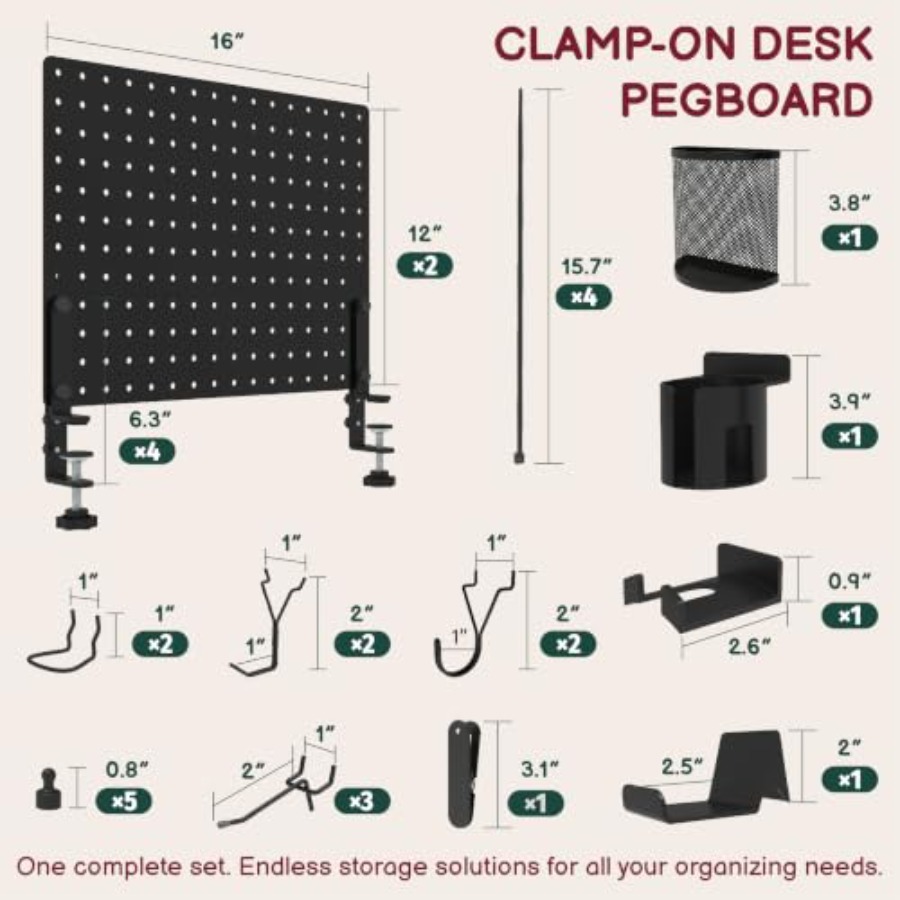 แผงจัดระเบียบแบบหนีบติดโต๊ะ ขน - Desk Setup Pegboard บทวิจารณ์และราคา