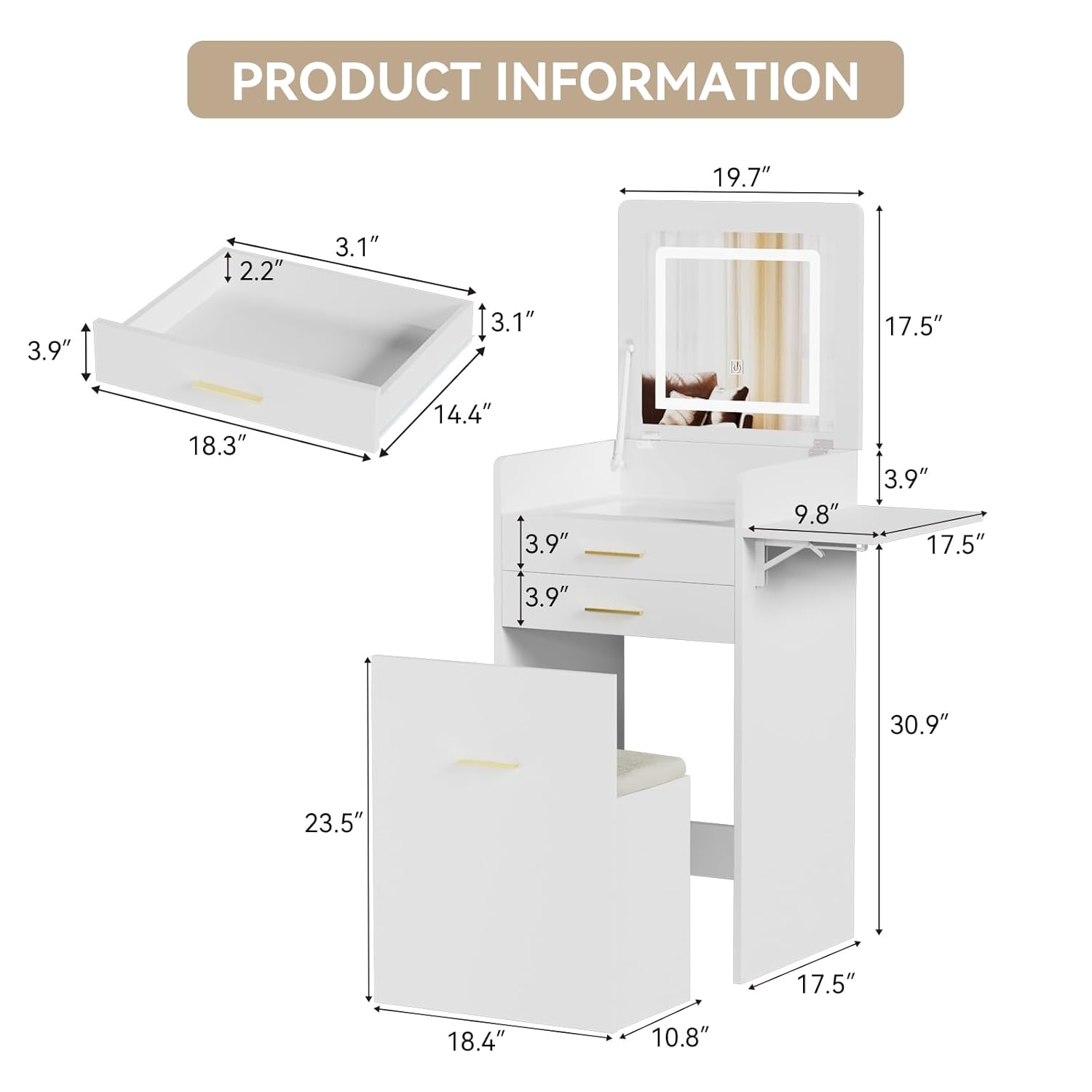 โต๊ะเครื่องแป้งขนาดเล็กพร้อมเก - Desk Setup In Small Bedroom บทวิจารณ์และราคา