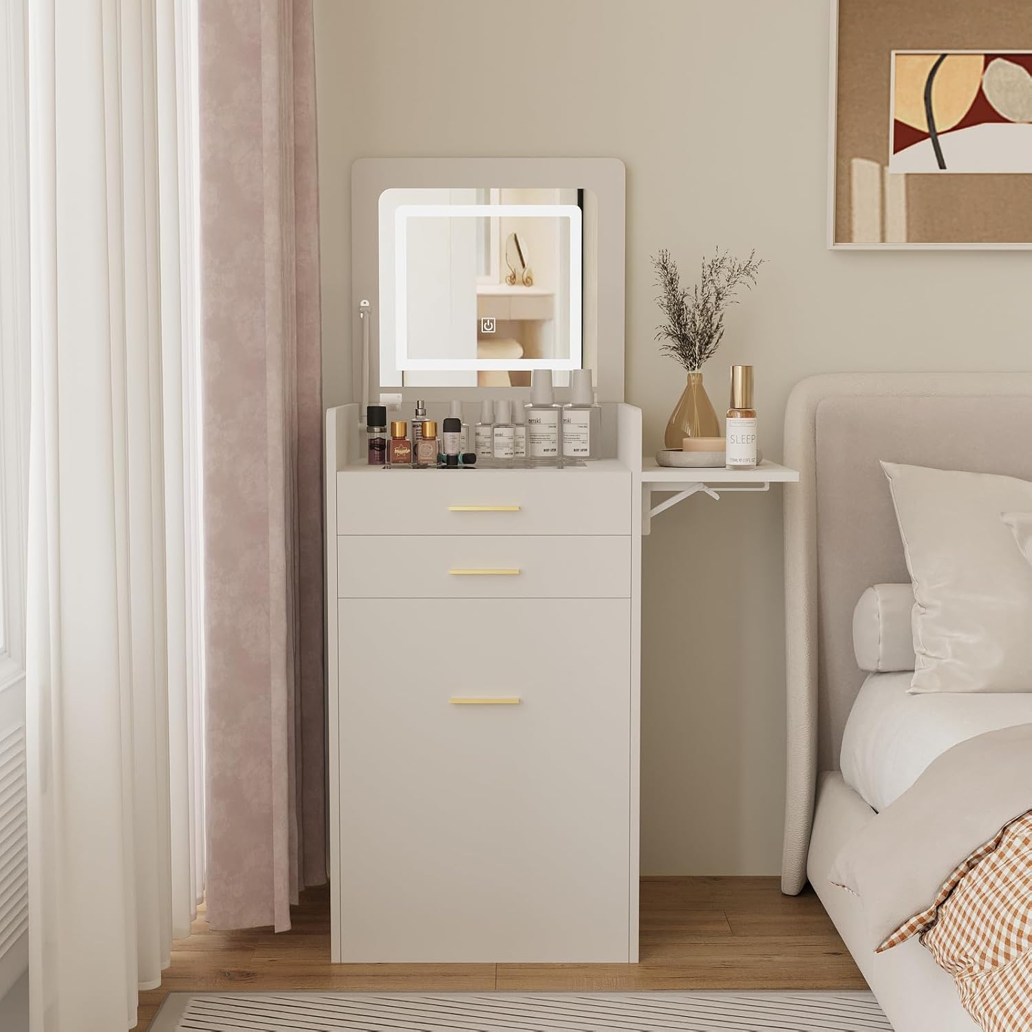 โต๊ะเครื่องแป้งขนาดเล็กพร้อมเก - Desk Setup In Small Bedroom บทวิจารณ์และราคา