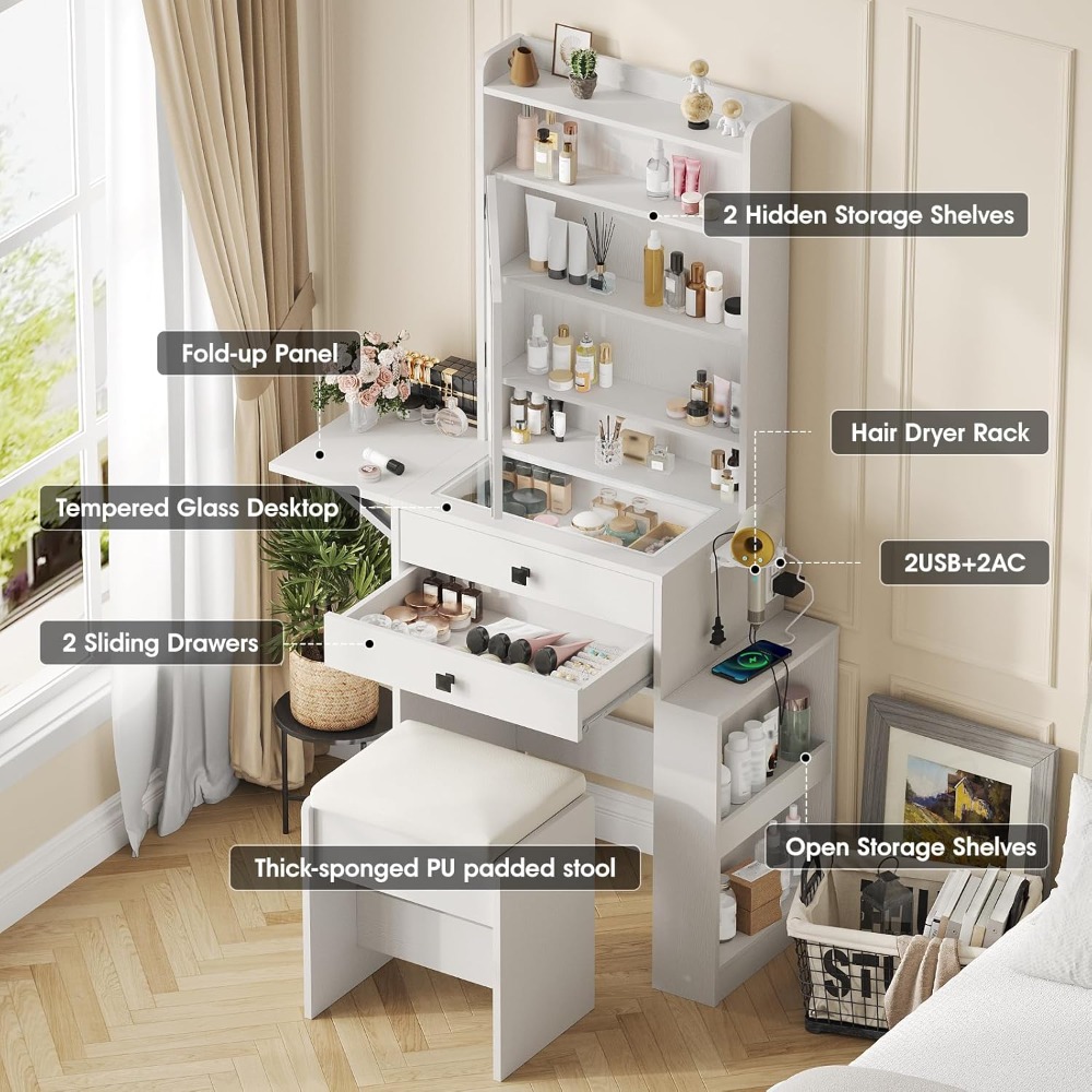 โต๊ะเครื่องแป้งขนาดเล็กพร้อมกร - Desk Setup In Small Bedroom บทวิจารณ์และราคา