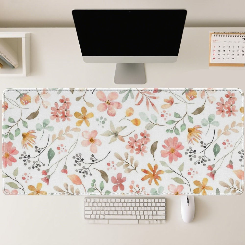 แผ่นรองเมาส์ลายดอกไม้สีชมพูสีเ - Yellow Desk Setup บทวิจารณ์และราคา