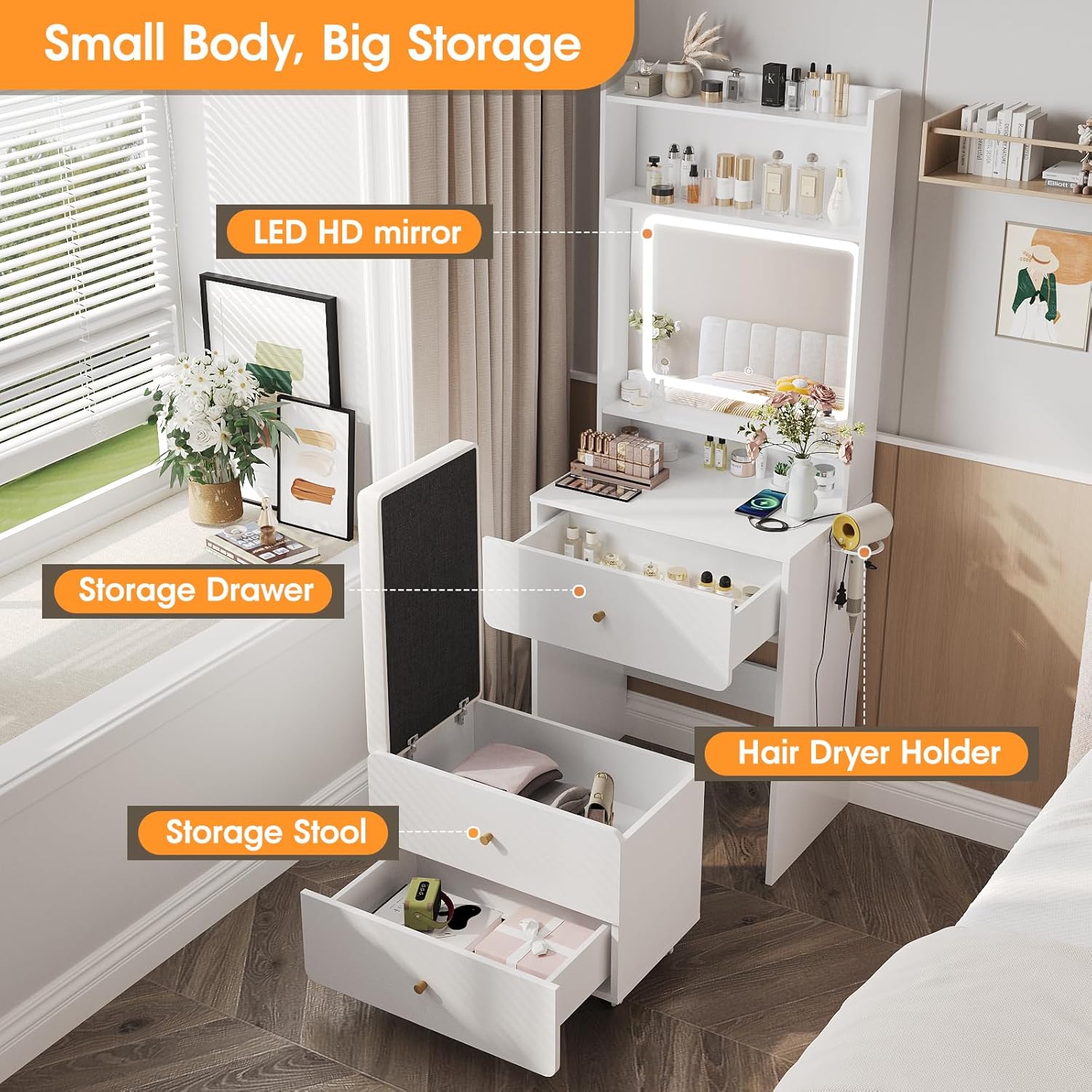 โต๊ะเครื่องแป้งพร้อมกระจกและไฟ - Desk Setup In Small Bedroom บทวิจารณ์และราคา