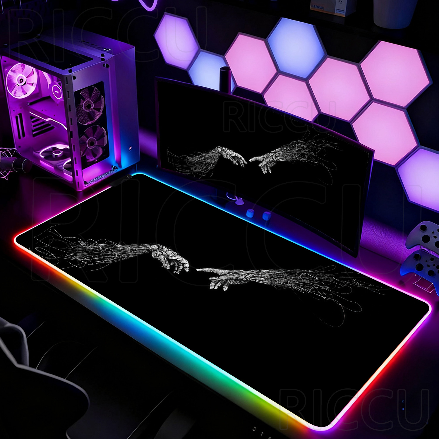 แผ่นรองเมาส์ RGB XXL HD ขนาดให - Desk Setup Black And White บทวิจารณ์และราคา