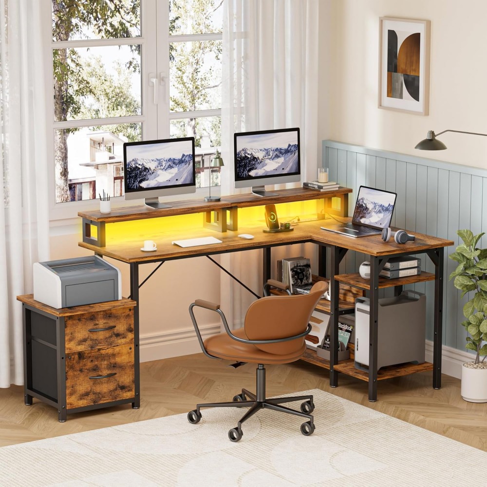 โต๊ะทำงานพร้อมลิ้นชักเก็บเอกสา - Desk Setup Corner บทวิจารณ์และราคา