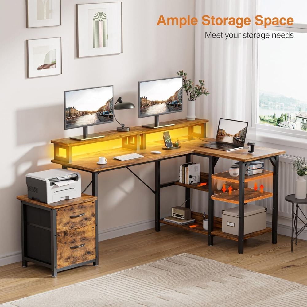 โต๊ะทำงานพร้อมลิ้นชักเก็บเอกสา - Desk Setup Corner บทวิจารณ์และราคา
